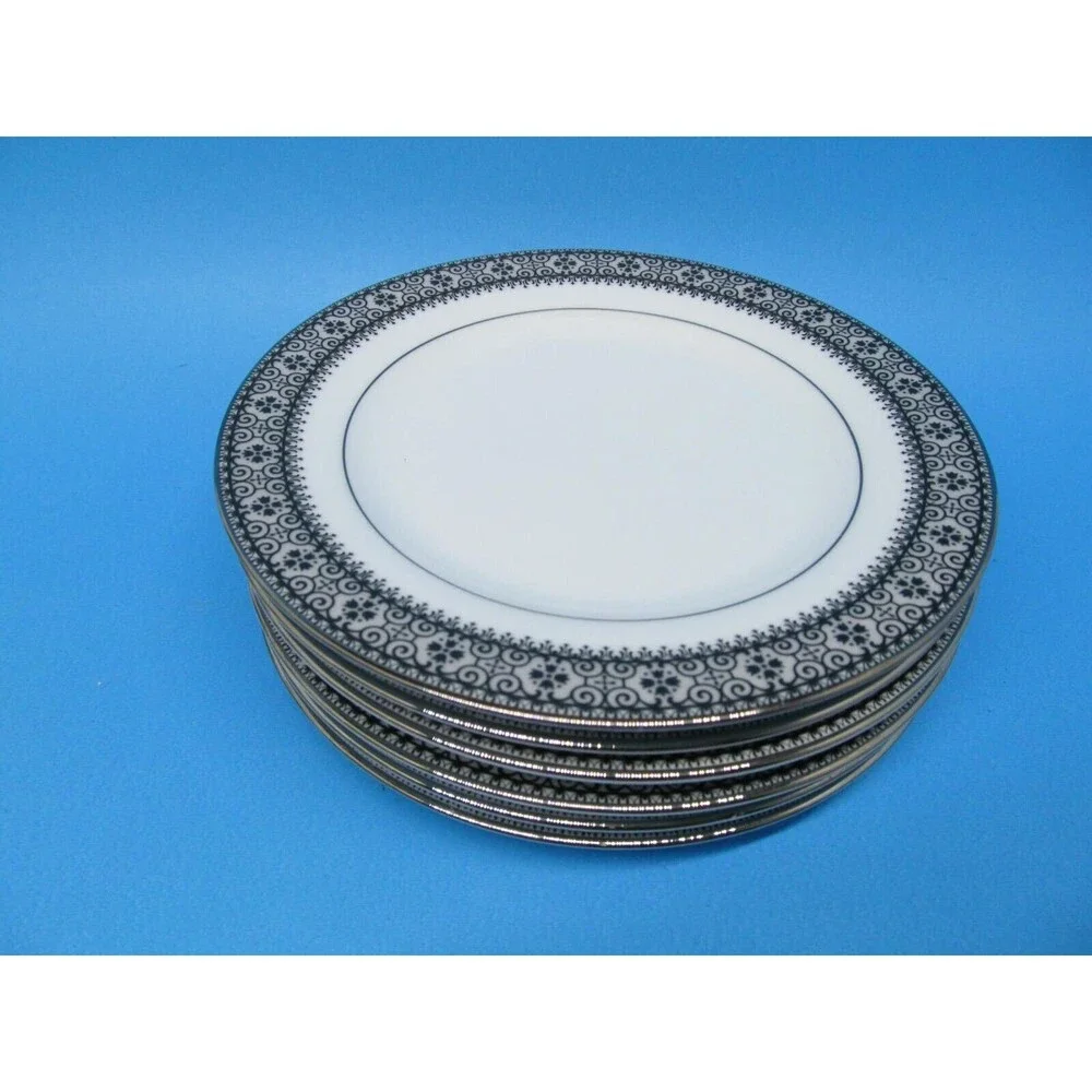 Noritake  Segovia Set Of 6 Black And White 6 1/2